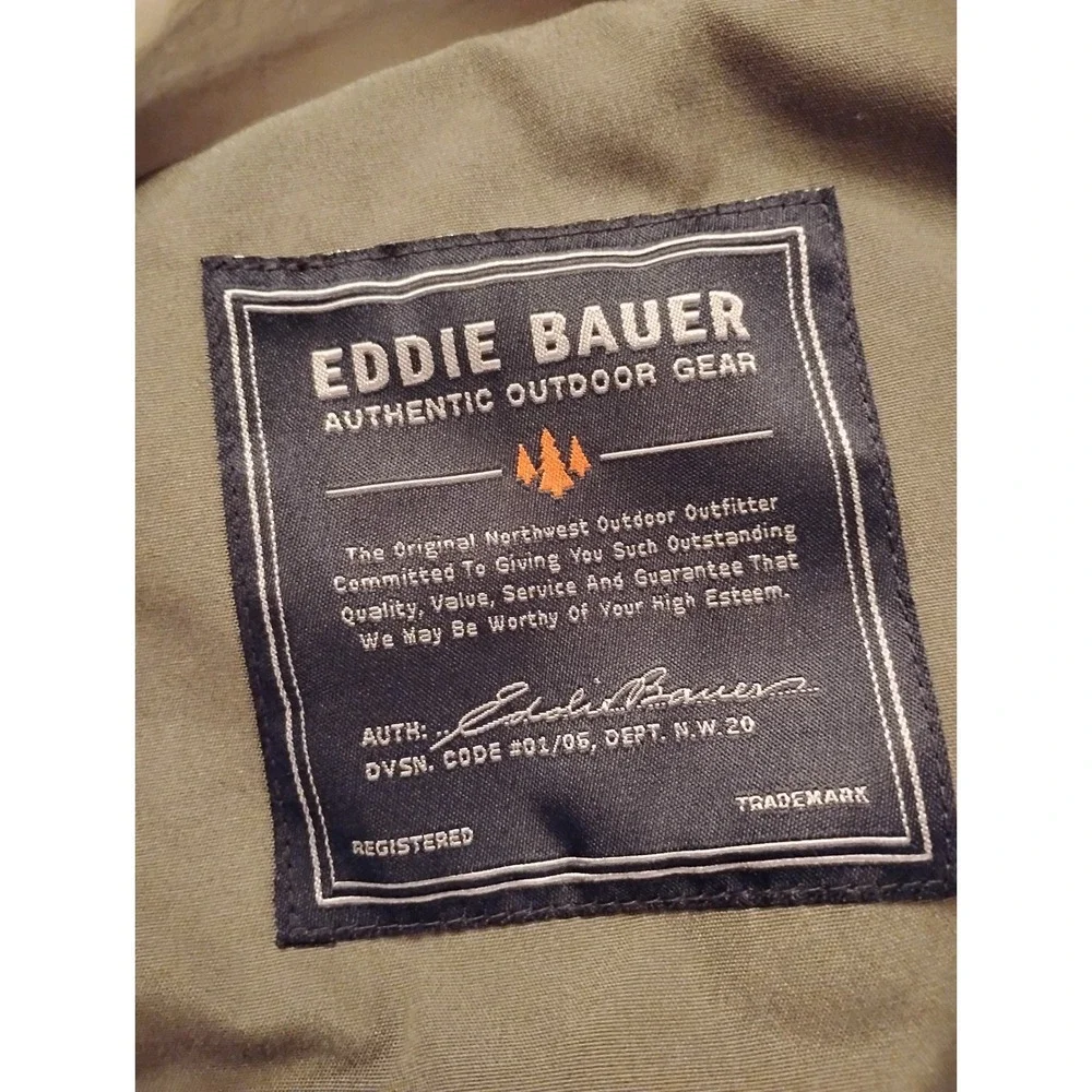 Eddie Bauer Mens Olive Green Utility Field Jacket Hooded Outdoor Gear Medium